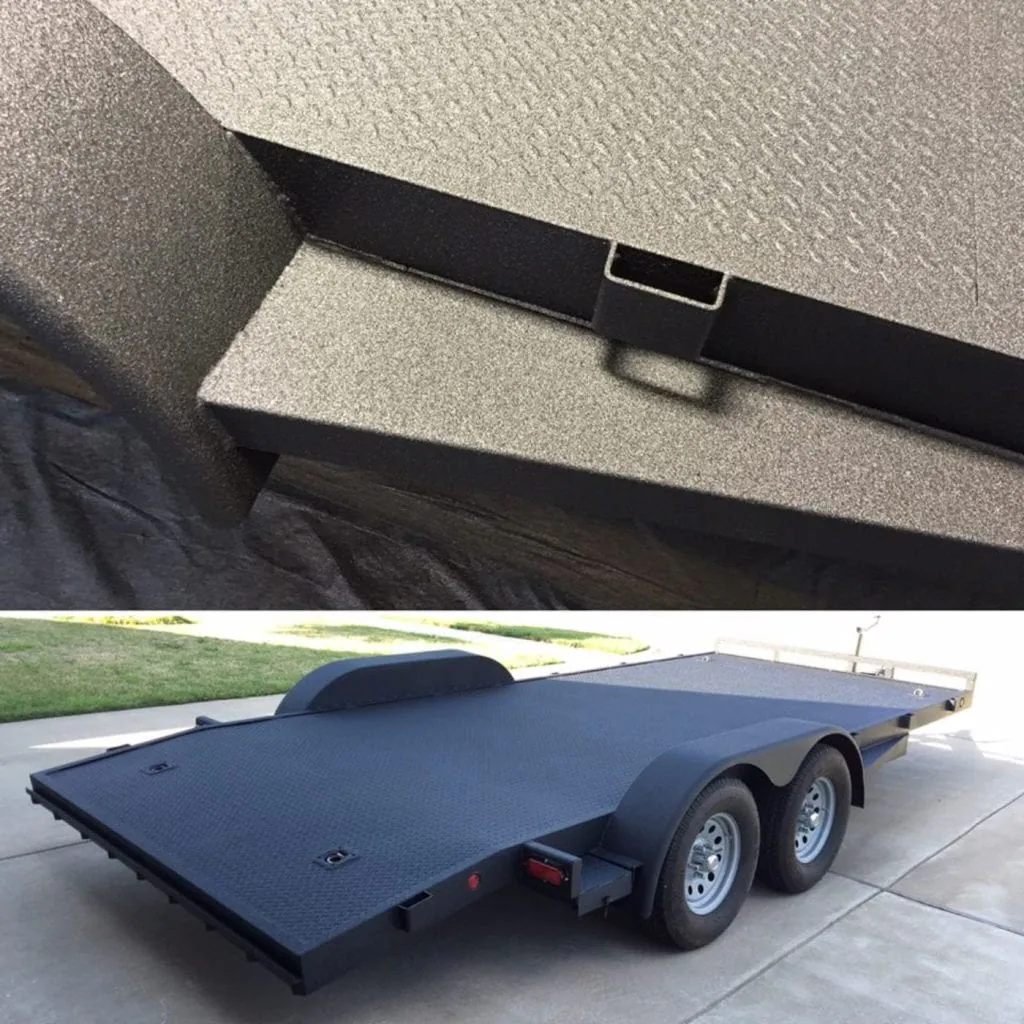 Trailer top and bottom coated with polyurea