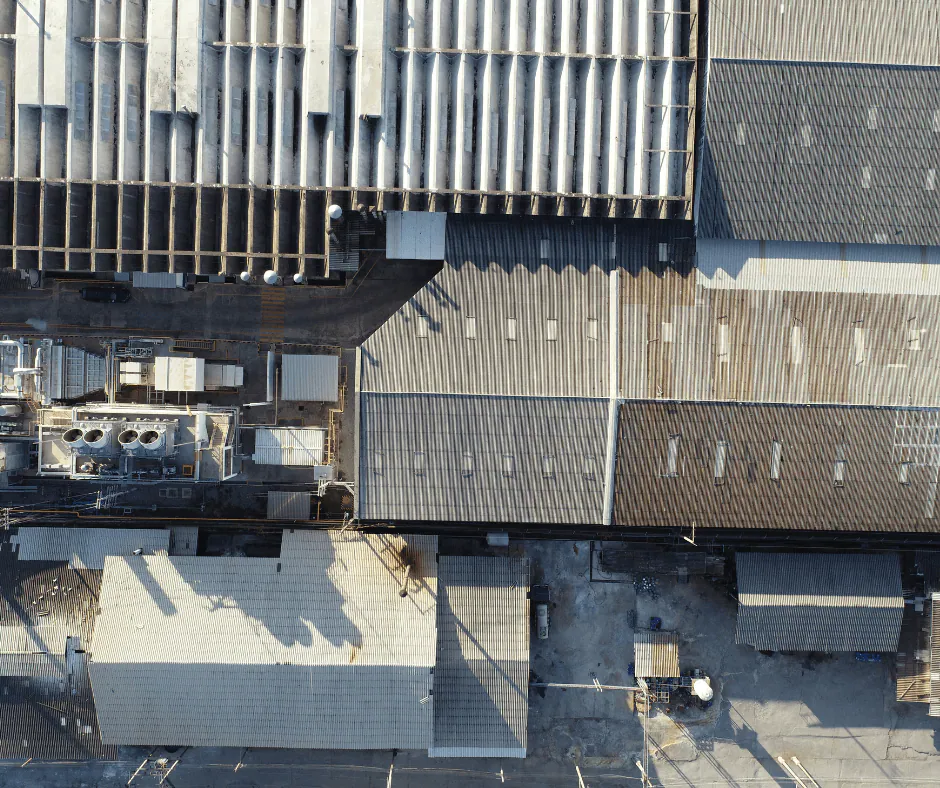 Aerial view of roofs
